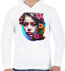 printfashion Festékes lány - Férfi kapucnis pulóver - Fehér (14608472)