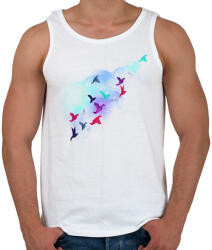 printfashion Paper birds - Férfi atléta - Fehér (230908)