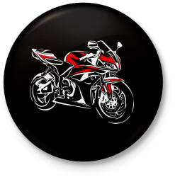 printfashion cbr600rr pirosfehér - Kitűző, hűtőmágnes - Fekete (3104076)