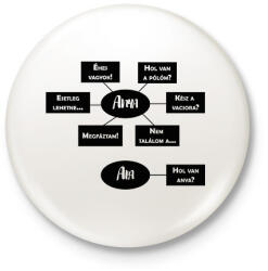 printfashion Hol van anya? - Fekete - Kitűző, hűtőmágnes - Fehér (6671933)