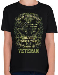 printfashion Veterán - Verejték, fáradtság, fájdalom - Gyerek póló - Fekete (1027697)