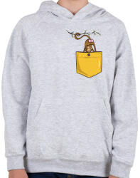 printfashion ZSEB-Majom fenék - Gyerek kapucnis pulóver - Sport szürke (280044)