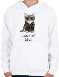 printfashion Rokker cica - Gyerek kapucnis pulóver - Fehér (7065210)