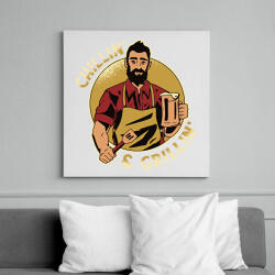 printfashion Lazulás és grillezés - Chillin and Grillin - Vászonkép - Fehér (6638879)