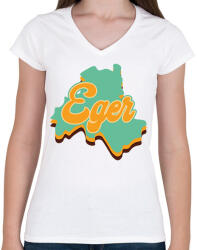 printfashion Eger - Női V-nyakú póló - Fehér (7132544)