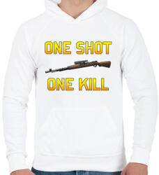 printfashion PUBG - One Shot, One Kill - Férfi kapucnis pulóver - Fehér (874284)