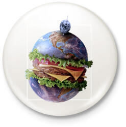 printfashion Burger bolygó - Kitűző, hűtőmágnes - Fehér (13366547)