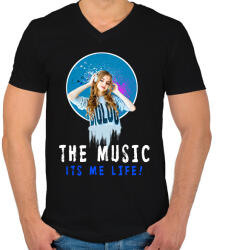 printfashion THE MUSIC ITS ME LIFE - Férfi V-nyakú póló - Fekete (1711402)