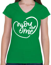 printfashion You & me - Női V-nyakú póló - Zöld (2216335)