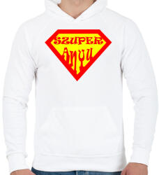 printfashion Szuperanyu - Férfi kapucnis pulóver - Fehér (818142)