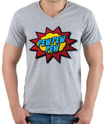 printfashion Pew Pew Pew - Férfi V-nyakú póló - Sport szürke (641155)