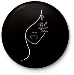 printfashion Női arc 02 - Kitűző, hűtőmágnes - Fekete (11696165)