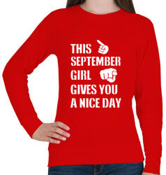 printfashion Ez a szeptemberi csaj szép napot kíván neked - Női pulóver - Piros (1410977)