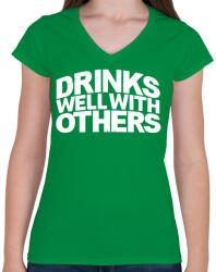 printfashion Ivászat - Női V-nyakú póló - Zöld (412466)