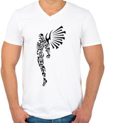 printfashion Maori angyalember - Férfi V-nyakú póló - Fehér (11382733)