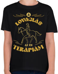 printfashion A lovaglás a terápiám - Gyerek póló - Fekete (12702367)