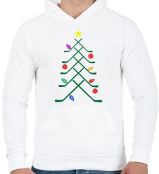 printfashion Hoki karácsonyfa - Férfi kapucnis pulóver - Fehér (11426125)