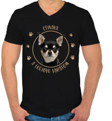 printfashion Csivava - Legjobb barát - Férfi V-nyakú póló - Fekete (7174489)