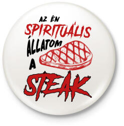 printfashion Spirituális állat - Steak - Kitűző, hűtőmágnes - Fehér (8201677)