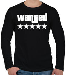 printfashion WANTED ★★★★★ (GTA) - Férfi hosszú ujjú póló - Fekete (5796363)