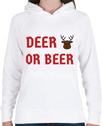 printfashion DEER OR BEER - Női kapucnis pulóver - Fehér (9545965)