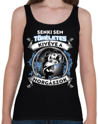 printfashion Senki sem tökéletes kivéve a horgászok - Női atléta - Fekete (10342694)
