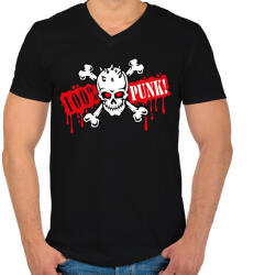 printfashion 100% Punk - Férfi V-nyakú póló - Fekete (7803680)