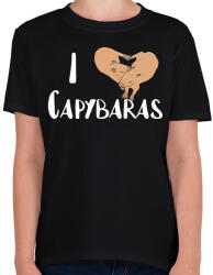 printfashion I love capybara - Gyerek póló - Fekete (13723208)