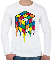 printfashion Rubik kocka - Férfi hosszú ujjú póló - Fehér (1650092)