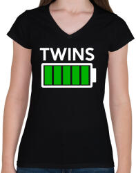 printfashion TWINS - Női V-nyakú póló - Fekete (286053)
