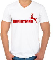 printfashion CHRISTMAS - Férfi V-nyakú póló - Fehér (10139414)