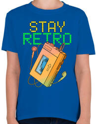printfashion Stay retro walkman - Gyerek póló - Királykék (11446205)
