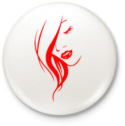 printfashion Női arc - piros - Kitűző, hűtőmágnes - Fehér (11997142)