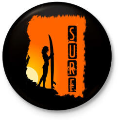 printfashion SURF2 - Kitűző, hűtőmágnes - Fekete (3098130)