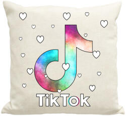 printfashion Tiktok fehér szivecskékkel - Párnahuzat, Díszpárnahuzat - Lenvászon (4596169)
