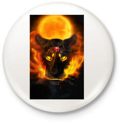 printfashion Lángoló oroszlán - Kitűző, hűtőmágnes - Fehér (16208823)