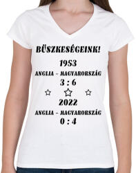 printfashion Anglia - Magyarország fekete - Női V-nyakú póló - Fehér (7309248)
