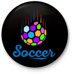 printfashion Soccer - Kitűző, hűtőmágnes - Fekete (3096291)