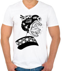 printfashion Illúzió - Férfi V-nyakú póló - Fehér (13470880)