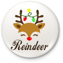 printfashion Rénszarvas/Reindeer - Kitűző, hűtőmágnes - Fehér (11124382)