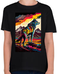 printfashion Farkas a hegyvidéken színes - Gyerek póló - Fekete (13289991)