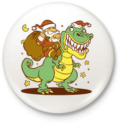 printfashion Télapó dínó háton - Kitűző, hűtőmágnes - Fehér (14611780)