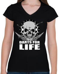 printfashion Darts for Life - Női V-nyakú póló - Fekete (2391441)