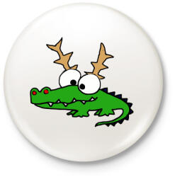 printfashion Krokodil Rudolf - Kitűző, hűtőmágnes - Fehér (3082935)