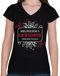 printfashion Megteltem a Karácsonnyal - Női V-nyakú póló - Fekete (9562559)