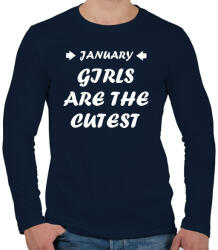 printfashion Januári csajok a legcukibbak - Férfi hosszú ujjú póló - Sötétkék (1367045)