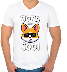 printfashion Born to be cool - Férfi V-nyakú póló - Fehér (5332287)