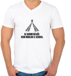 printfashion Az Audim nélkül nem indulok el sehova - Férfi V-nyakú póló - Fehér (14179345)