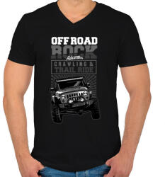 printfashion Terepen - Férfi V-nyakú póló - Fekete (59720)