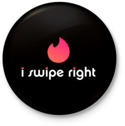 printfashion Tinder: I Swipe Right - Kitűző, hűtőmágnes - Fekete (3102956)
